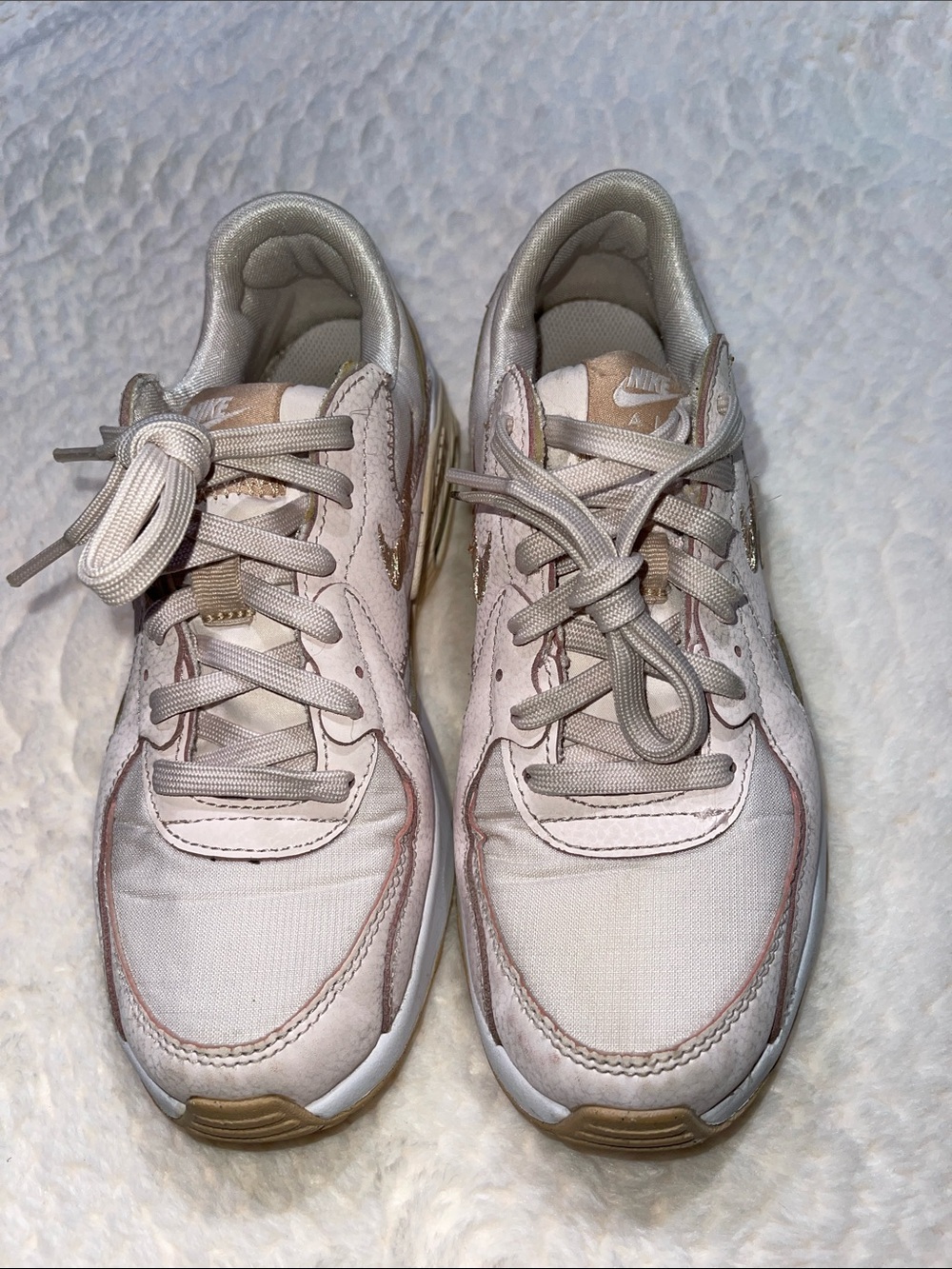 Nike Air Max Women's Neutral Pink and Gold Sneakers